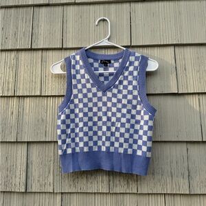 Purple and white checkered sweater vest